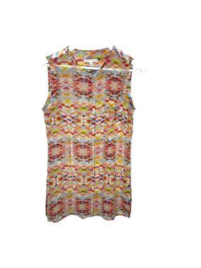 Cabi "Avery" Sheer Sleeveless Patterned Tunic Blouse, Size Small